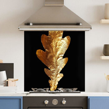 Gold Black Leaf Kitchen Splashback