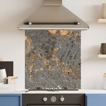 Grey Gold Marble Kitchen Splashback