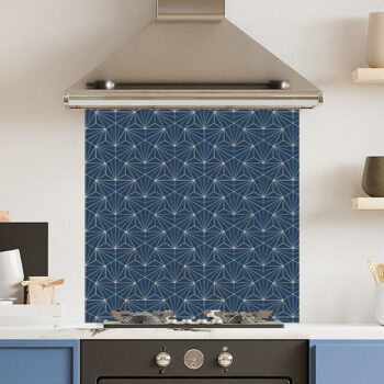 Blue Gold Pattern Kitchen Splashback