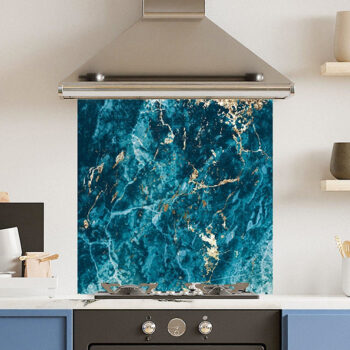 Blue Gold Marble Kitchen Splashback
