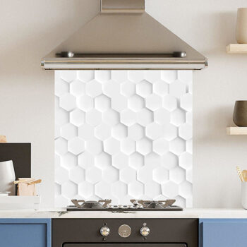 White Hexagon Kitchen Splashback